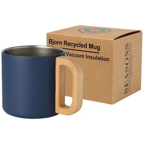 Tasse publicitaire 360 ml acier inoxydable recyclé Bjorn Bleu Foncé